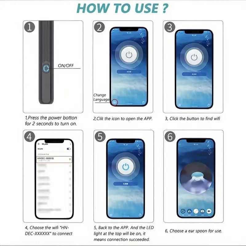 Wireless Ear Wax Removal Tool with HD Camera & 6 LED Lights