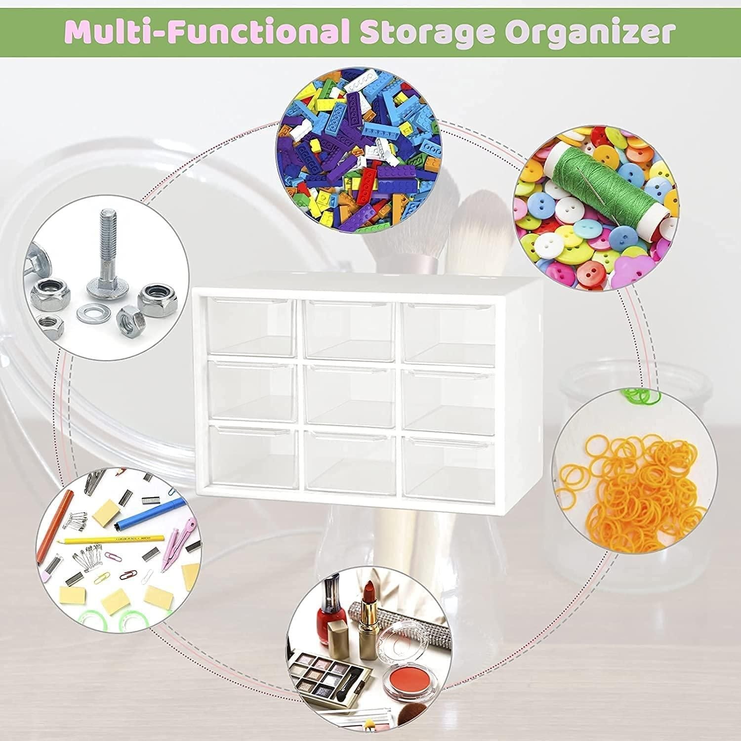 9 Drawers Multipurpose Rectangular Storage Container Box