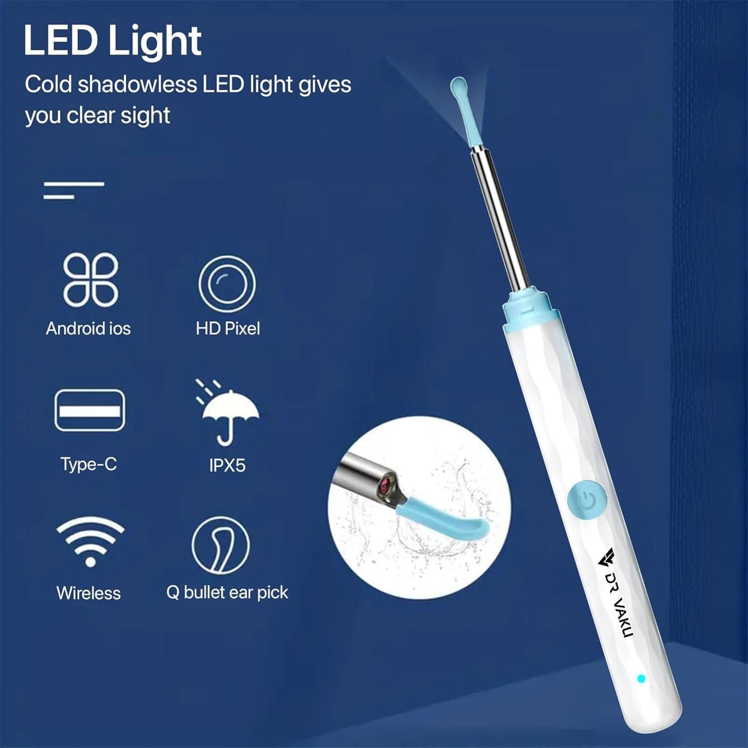 Wireless Ear Wax Removal Tool with HD Camera & 6 LED Lights